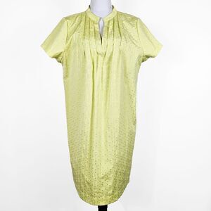 Simply Chloe Dao Size 16 Chartreuse  Polka Dot Texture Midi Shift Tunic Dress